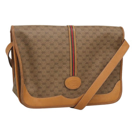 GUCCI Micro GG Supreme Web Sherry Line Shoulder Bag PVC Beige Gold Auth ki5605