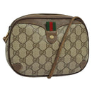 GUCCI GG Supreme Web Sherry Line Bag PVC Beige Gold 156 02 066 Auth ki5606-1