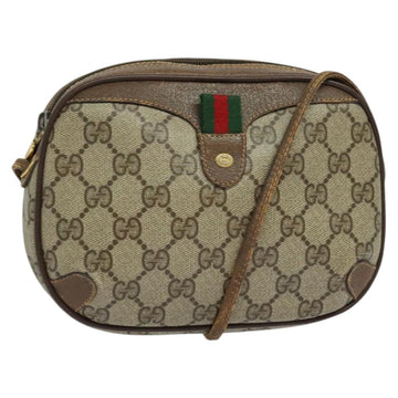 GUCCI GG Supreme Web Sherry Line Bag PVC Beige Gold 156 02 066 Auth ki5606