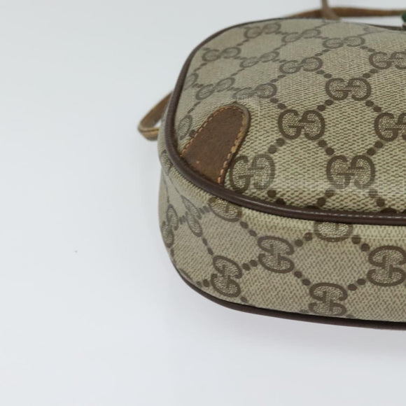GUCCI GG Supreme Web Sherry Line Bag PVC Beige Gold 156 02 066 Auth ki5606