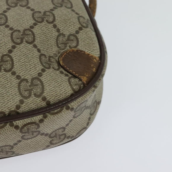 GUCCI GG Supreme Web Sherry Line Bag PVC Beige Gold 156 02 066 Auth ki5606