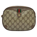 GUCCI GG Supreme Web Sherry Line Bag PVC Beige Gold 156 02 066 Auth ki5606-2