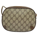 GUCCI GG Supreme Web Sherry Line Bag PVC Beige Gold 156 02 066 Auth ki5606-3
