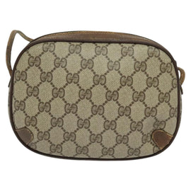 GUCCI GG Supreme Web Sherry Line Bag PVC Beige Gold 156 02 066 Auth ki5606 - 0
