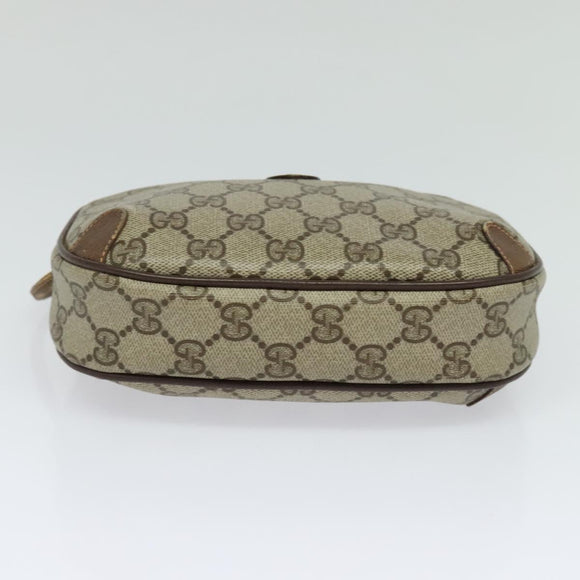 GUCCI GG Supreme Web Sherry Line Bag PVC Beige Gold 156 02 066 Auth ki5606