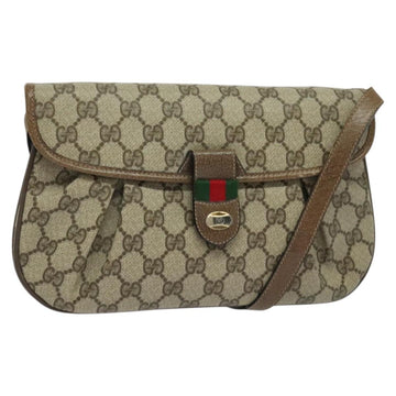 GUCCI GG Supreme Web Sherry Line Bag PVC Beige Gold 10 02 051 Auth ki5609