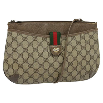 GUCCI GG Supreme Web Sherry Line Bag PVC Beige Gold 904 02 026 Auth ki5611