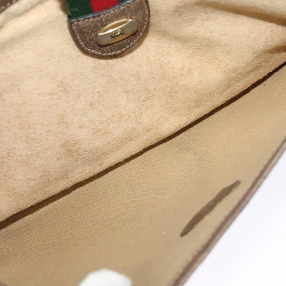 GUCCI GG Supreme Web Sherry Line Bag PVC Beige Gold 904 02 026 Auth ki5611