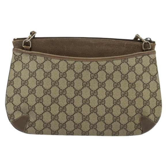 GUCCI GG Supreme Web Sherry Line Bag PVC Beige Gold 904 02 026 Auth ki5611