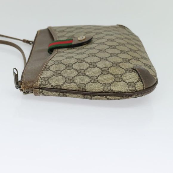 GUCCI GG Supreme Web Sherry Line Bag PVC Beige Gold 904 02 026 Auth ki5611
