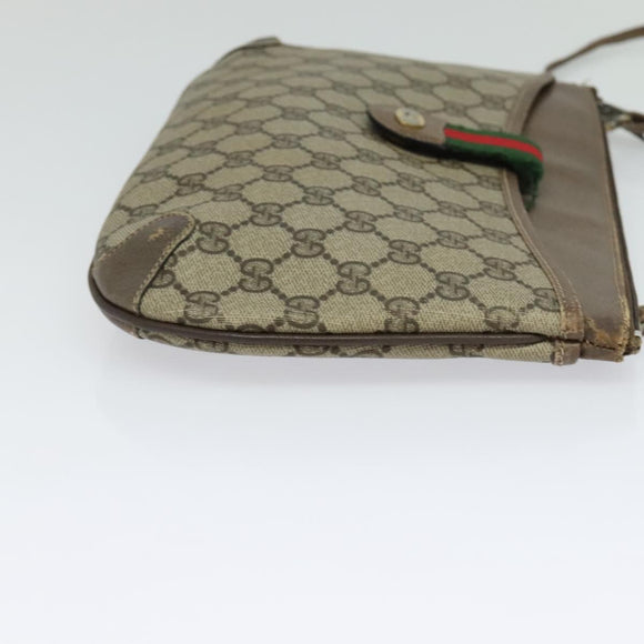 GUCCI GG Supreme Web Sherry Line Bag PVC Beige Gold 904 02 026 Auth ki5611