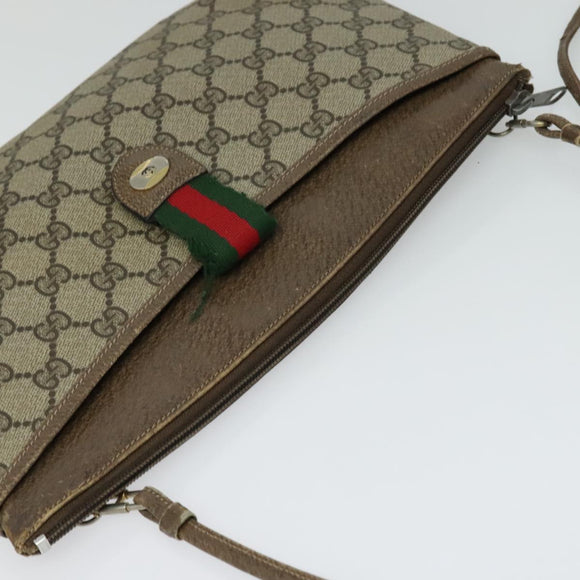 GUCCI GG Supreme Web Sherry Line Bag PVC Beige Gold 904 02 026 Auth ki5611