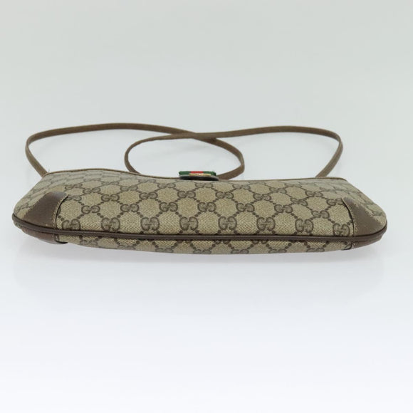 GUCCI GG Supreme Web Sherry Line Bag PVC Beige Gold 904 02 026 Auth ki5611