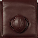 CARTIER Must Line Shoulder Bag Leather Bordeaux Gold Auth ki5616-18