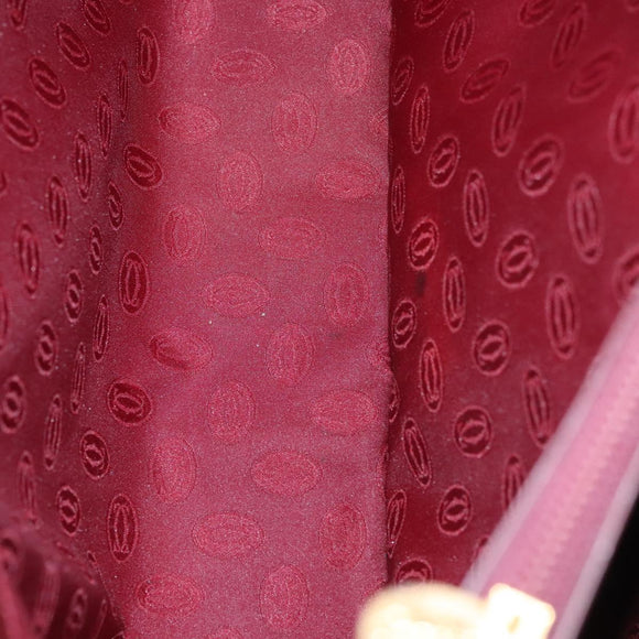 CARTIER Must Line Shoulder Bag Leather Bordeaux Gold Auth ki5616