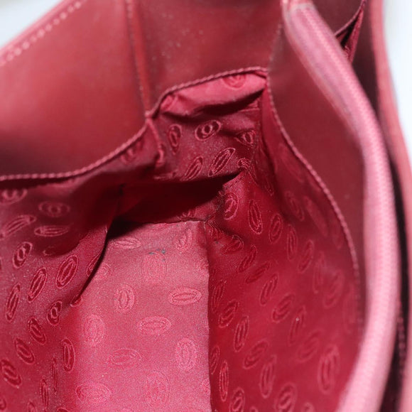 CARTIER Must Line Shoulder Bag Leather Bordeaux Gold Auth ki5616