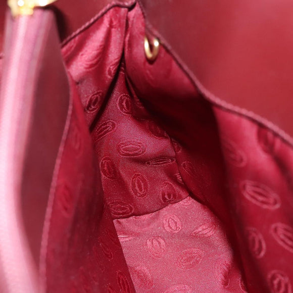 CARTIER Must Line Shoulder Bag Leather Bordeaux Gold Auth ki5616