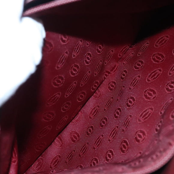 CARTIER Must Line Shoulder Bag Leather Bordeaux Gold Auth ki5616