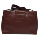 CARTIER Must Line Shoulder Bag Leather Bordeaux Gold Auth ki5616-2