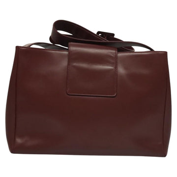 CARTIER Must Line Shoulder Bag Leather Bordeaux Gold Auth ki5616 - 0