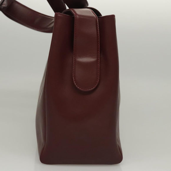 CARTIER Must Line Shoulder Bag Leather Bordeaux Gold Auth ki5616