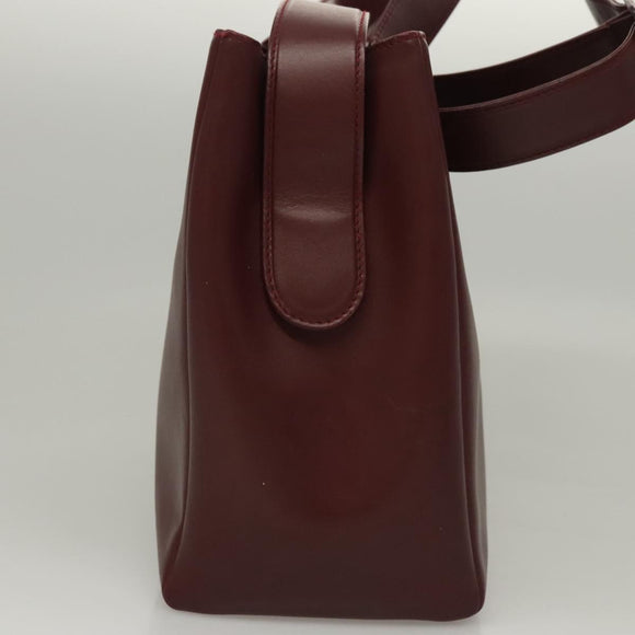 CARTIER Must Line Shoulder Bag Leather Bordeaux Gold Auth ki5616