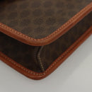 CELINE Macadam Canvas Shoulder Bag PVC Leather Brown Gold Auth ki5627-9