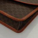 CELINE Macadam Canvas Shoulder Bag PVC Leather Brown Gold Auth ki5627-14