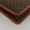 CELINE Macadam Canvas Shoulder Bag PVC Leather Brown Gold Auth ki5627-15