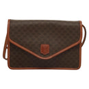 CELINE Macadam Canvas Shoulder Bag PVC Leather Brown Gold Auth ki5627-13
