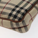 BURBERRY Nova Check Shoulder Bag Nylon Beige Silver Auth ki5644-9