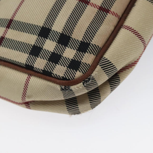 BURBERRY Nova Check Shoulder Bag Nylon Beige Silver Auth ki5644