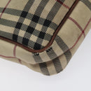 BURBERRY Nova Check Shoulder Bag Nylon Beige Silver Auth ki5644-16