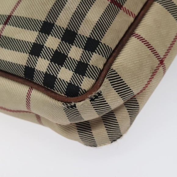 BURBERRY Nova Check Shoulder Bag Nylon Beige Silver Auth ki5644