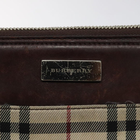 BURBERRY Nova Check Shoulder Bag Nylon Beige Silver Auth ki5644