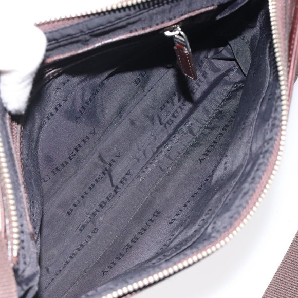 BURBERRY Nova Check Shoulder Bag Nylon Beige Silver Auth ki5644