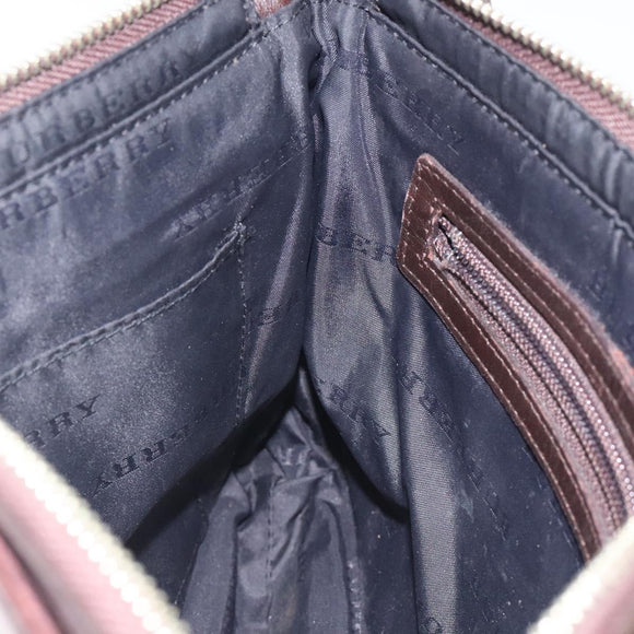 BURBERRY Nova Check Shoulder Bag Nylon Beige Silver Auth ki5644