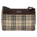 BURBERRY Nova Check Shoulder Bag Nylon Beige Silver Auth ki5644-13