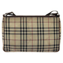 BURBERRY Nova Check Shoulder Bag Nylon Beige Silver Auth ki5644-2