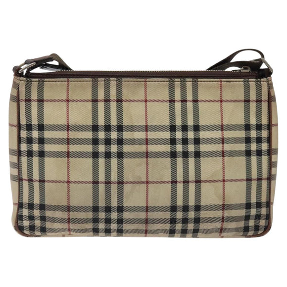 BURBERRY Nova Check Shoulder Bag Nylon Beige Silver Auth ki5644