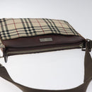 BURBERRY Nova Check Shoulder Bag Nylon Beige Silver Auth ki5644-6