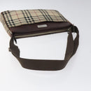 BURBERRY Nova Check Shoulder Bag Nylon Beige Silver Auth ki5644-7