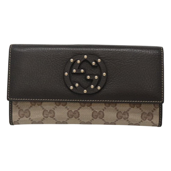 GUCCI GG Crystal Long Wallet Beige 231843 Auth ki5651V