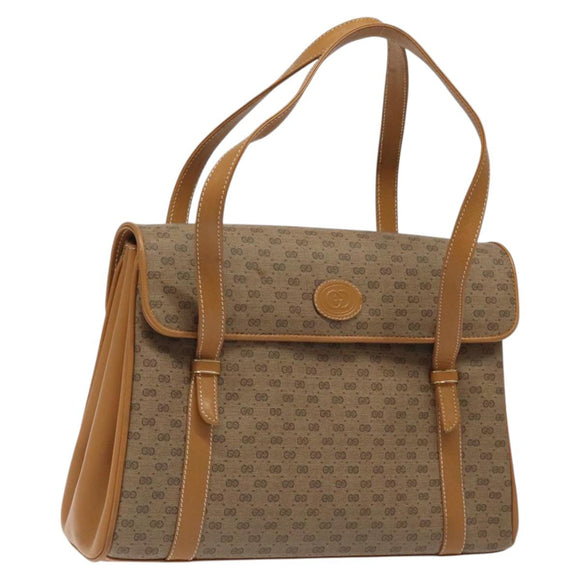 GUCCI Micro GG Supreme Hand Bag PVC Beige Gold 000 406 4857 Auth ki5660