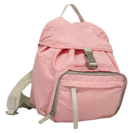 PRADA Backpack Nylon Pink Silver Auth ki5661