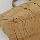 PRADA Gathered Tote Bag Leather Beige Gold Auth ki5670-16