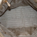 PRADA Gathered Tote Bag Leather Beige Gold Auth ki5670-10