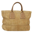 PRADA Gathered Tote Bag Leather Beige Gold Auth ki5670-1