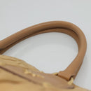 PRADA Gathered Tote Bag Leather Beige Gold Auth ki5670-8