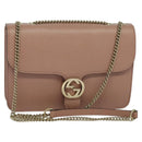 GUCCI Interlocking Chain Shoulder Bag Leather Pink Gold 510303 Auth ki5677-1